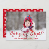 Red Merry et Bright | Carte photo de vacances (Devant / Derrière)