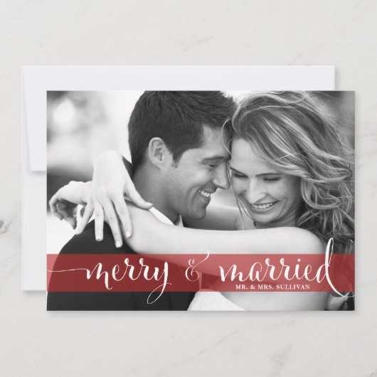 Red Merry et Married Script Carte photo de vacance (Devant)