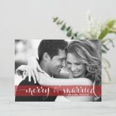 Red Merry et Married Script Carte photo de vacance (Debout devant)