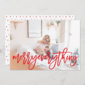 Red Merry Everything Carte photo de vacances (Devant / Derrière)