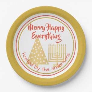 Red Merry Happy Alles Party Chrismukkah Papieren Bordje