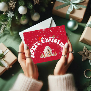 Red Merry kerst Graffiti Holiday Briefkaart