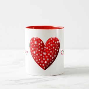 Red Merry kerst Heart Tweekleurige Koffiemok