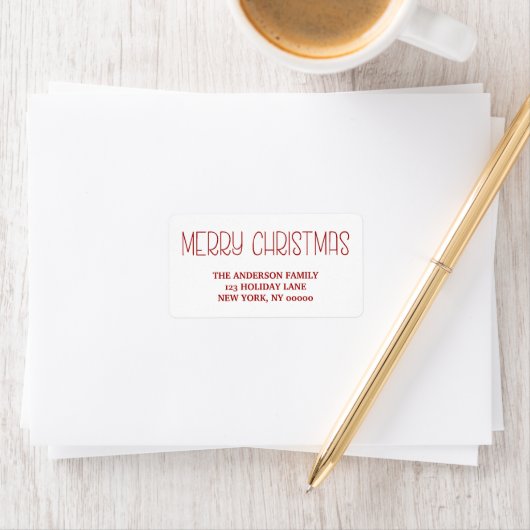 RED Merry kerst Simple Hand Lettered Script Etiket (Insitu)