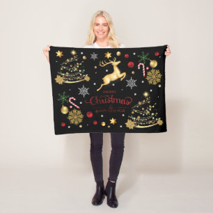 Red Merry kerstboom Fleece Blanket Deken
