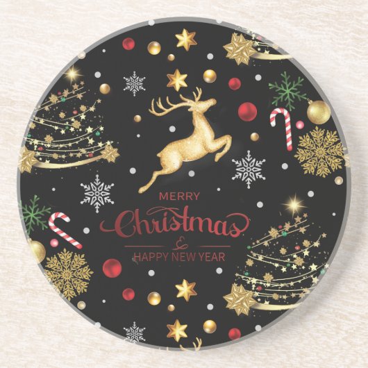 Red Merry-kerstboom Zandsteen Onderzetter (Voorkant)