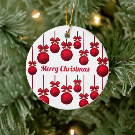 Red Merry kerstcadeautjes Circle Ornament (Boom)