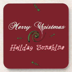 Red Merry Kerstfeestay Sunshine Wishes.png Bier Onderzetter