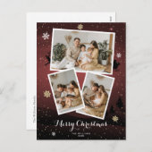 Red Merry Kerstfeestdag Foto Briefkaarten (Voorkant / Achterkant)