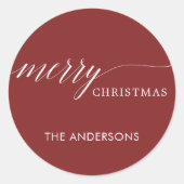 Red Merry kerstfeestdag Ronde Sticker (Voorkant)