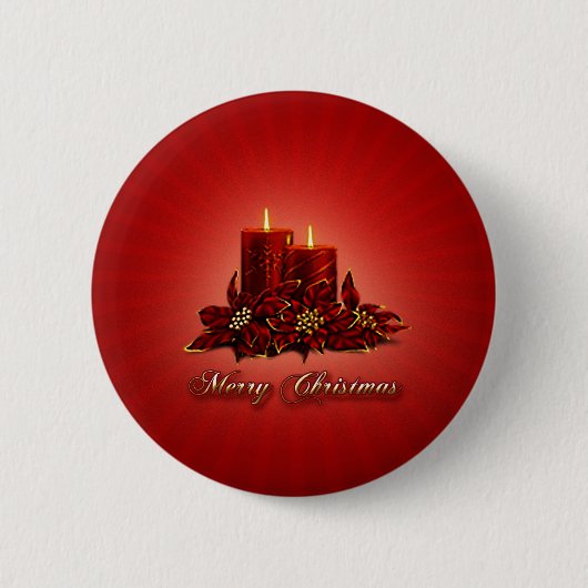 Red Merry kerstkaars Button (Voorkant)