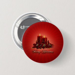 Red Merry kerstkaars Button