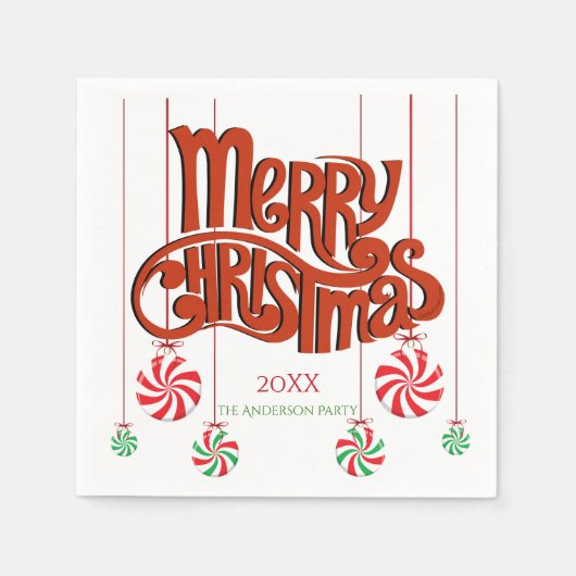 Red Merry kerstkalligrafie Servet (Voorkant)