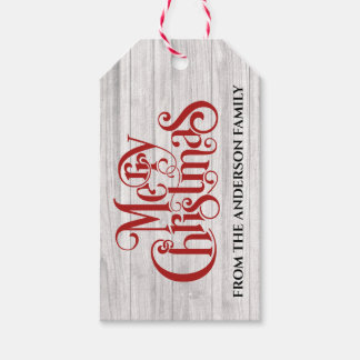 Red Merry kerstkalligraphy Holiday Cadeaulabel
