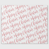 Red Merry kerstkalligraphy Holiday Cadeaupapier (Vlak)