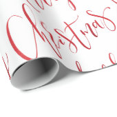 Red Merry kerstkalligraphy Holiday Cadeaupapier (Rol Hoek)