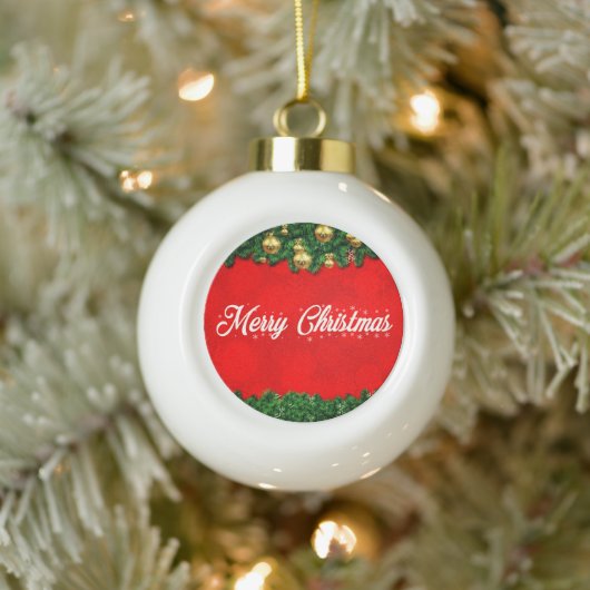 Red Merry kerstkeramische Ornament (Boom)