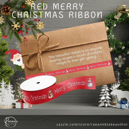 Red Merry kerstlint Grosgrain Lint