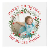 Red Merry Kerstmis, florale feestfoto Kubus (Voorkant)