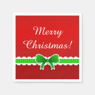 Red "Merry Kerstmis" Green Bow Design Servet