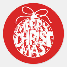 Red Merry Kerstmis Ornament Holiday Ronde Sticker