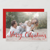 Red Merry kerstscript-feestdag foto Flat Kaart (Voorkant / Achterkant)