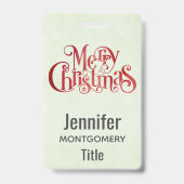 Red Merry kersttypografie Festive Font Badge (Back)