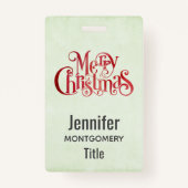Red Merry kersttypografie Festive Font Badge (Achterkant)