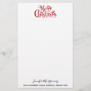 Red Merry kersttypografie Festive Font Briefpapier