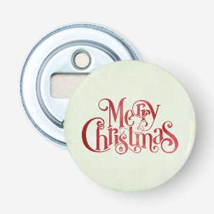 Red Merry kersttypografie Festive Font Button Flesopener