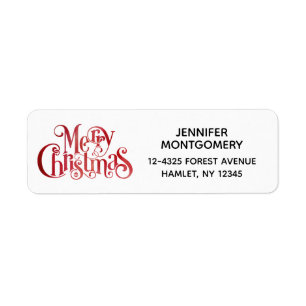 Red Merry kersttypografie Festive Font Etiket