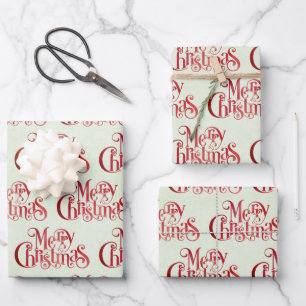 Red Merry kersttypografie Festive Font Inpakpapier Vel
