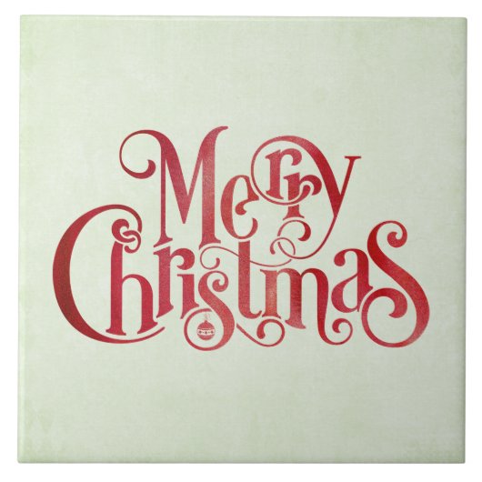 Red Merry kersttypografie Festive Font Tegeltje (Voorkant)