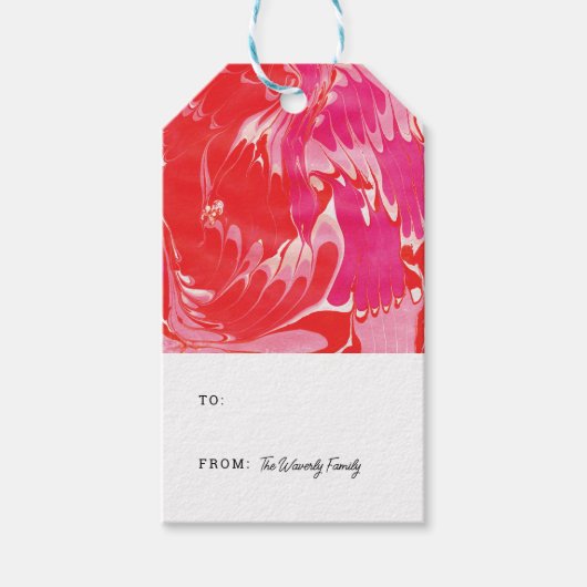 Red Merry Marble Cadeaulabel (Voorkant)