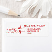 Red Merry & Married Holiday Return Adres Label (Insitu)