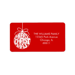 Red Merry Ornament Holiday Adres Etiket
