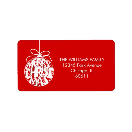 Red Merry Ornament Holiday Adres Etiket (Voorkant)