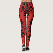 Red met Black Damask Pattern Athletic Leggings (Achterkant)