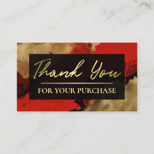 Red met Gold Ink Hartelijk dank voor uw aankoop Visitekaartje