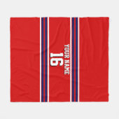 Red met Navy White Stripes Team Jersey Fleece Deken (Voorkant (Horizontaal))