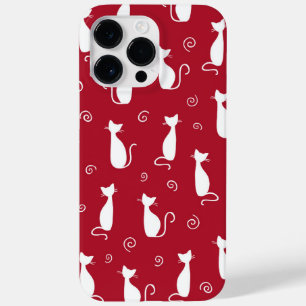 RED MET WITTE SITTING CAT-PATTERN Case-Mate iPhone 14 PRO MAX HOESJE