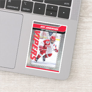 Red Metal Ice Hockey Trading Kaart Sticker