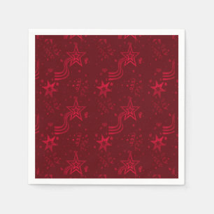 Red Metallic Stars-PAPER PARTY NAPKINS Servet