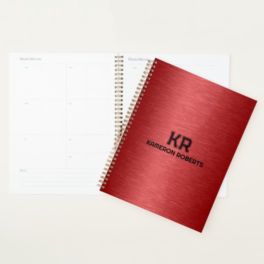 Red Metallic textuur aangepaste zwarte tekst Planner (Display)