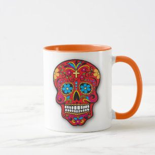 Red Mexican Sugar Skull Day of the Dead Mok