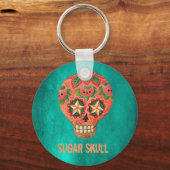 Red Mexican Sugar Skull Sleutelhanger (Voorkant)