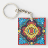 Red Mexican Talavera Tile Sleutelhanger (voorkant)