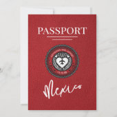 Red Mexico Passport Wedding Kaart (Achterkant)