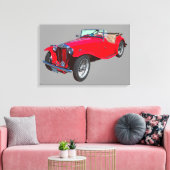 Red MG Converteerbare Antiek Sportauto Canvas Afdruk (Insitu (Woonkamer))