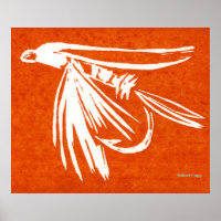 "Red Midge" Poster pêche à la mouche. liage à la m